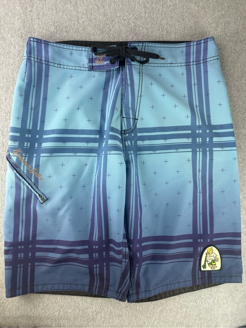 Kanvas by Katin Surf Trunks Board Shorts Mens 32 Blue Plaid